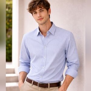 Chaps Blue Pinstripe Classic Dress Shirt #212
